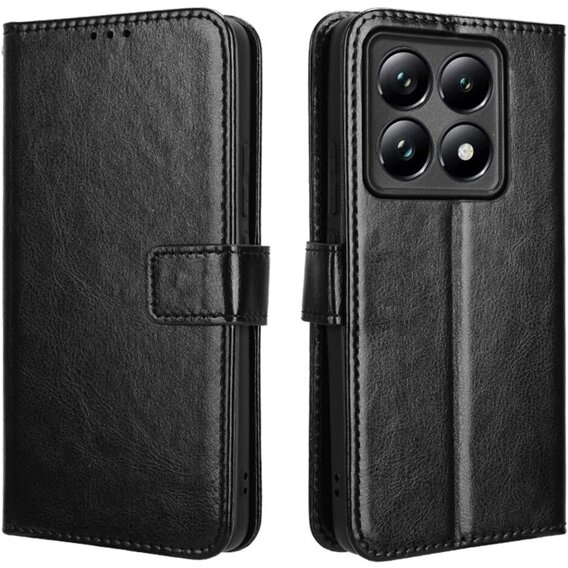 Откидной чехол для Xiaomi 14T Pro, Crazy Horse Wallet, чёрный