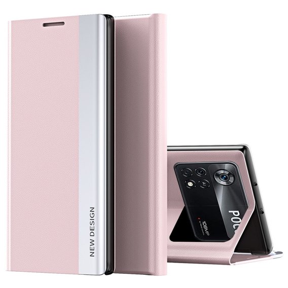 Откидной чехол для Xiaomi Poco M4 Pro 4G, Side Magnetic, розовый