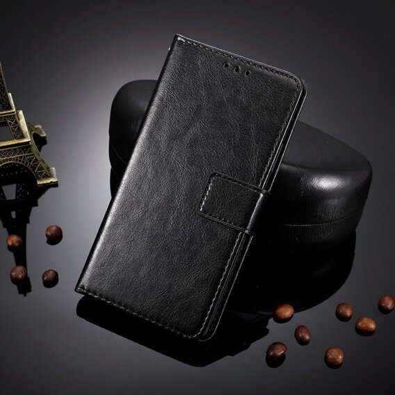 Откидной чехол для Xiaomi Poco X6 5G, Crazy Horse Wallet, чёрный