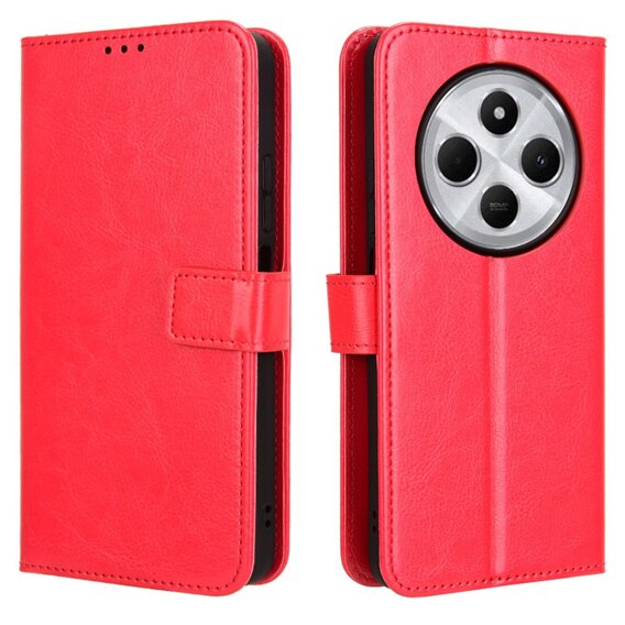 Откидной чехол для Xiaomi Redmi 14C, Crazy Horse Wallet, красный