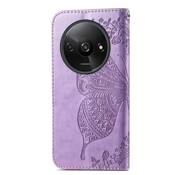 Откидной чехол для Xiaomi Redmi A3, Butterfly, фиолетовый