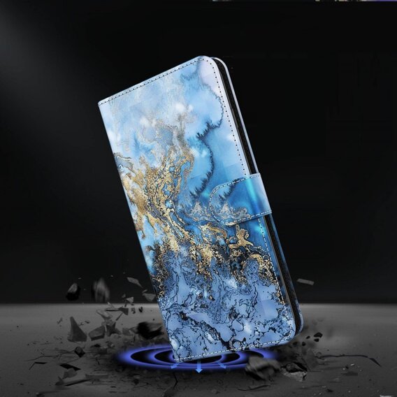 Откидной чехол для Xiaomi Redmi Note 13 Pro+, Wallet, Marble синий