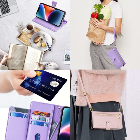 Откидной чехол для Xiaomi Redmi Note 13 Pro+, Wallet Zipper Pocket, фиолетовый