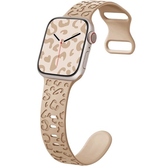 Силиконовый ремешок Apple Watch 1/2/3/4/5/6/7/8/SE 38/40/41/mm, Leopard, светло-коричневый