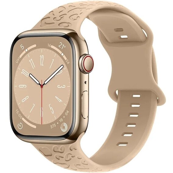 Силиконовый ремешок Apple Watch 1/2/3/4/5/6/7/8/SE 38/40/41/mm, Leopard, светло-коричневый