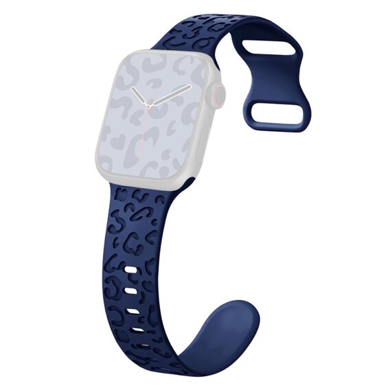 Силиконовый ремешок Apple Watch 1/2/3/4/5/6/7/8/SE 38/40/41/mm, Leopard, темно-синий