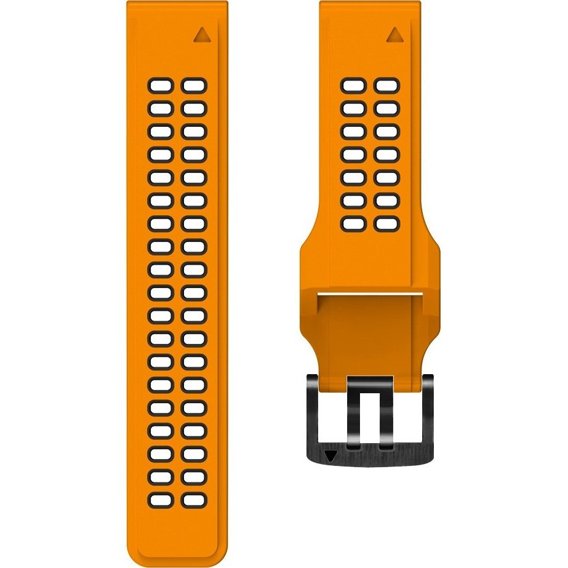 Силиконовый ремешок Two-Rows для Garmin Fenix 5X/6X/7X/3 HR - Orange/Black