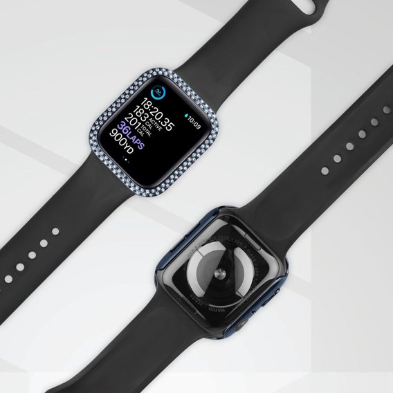 Силиконовый футляр со встроенным защитным стеклом до Apple Watch SE / 6 / 5 / 4 44mm, dark blue