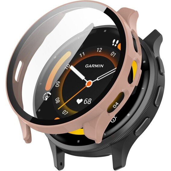 Силиконовый футляр со встроенным защитным стеклом до Garmin Venu 3, розовый