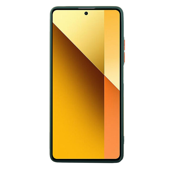 Силиконовый чехол для Xiaomi Redmi Note 13 5G, с защитой камеры, прозрачный / зеленый + закаленное стекло 9H