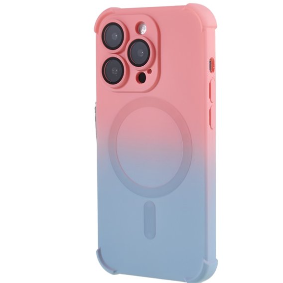 Силиконовый чехол для iPhone 14 Pro Max, градиентный магнитный, для MagSafe, розовый / синий