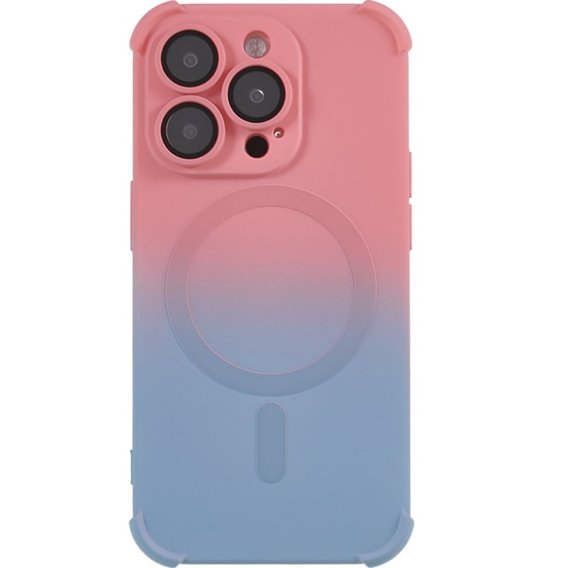 Силиконовый чехол для iPhone 14 Pro Max, градиентный магнитный, для MagSafe, розовый / синий