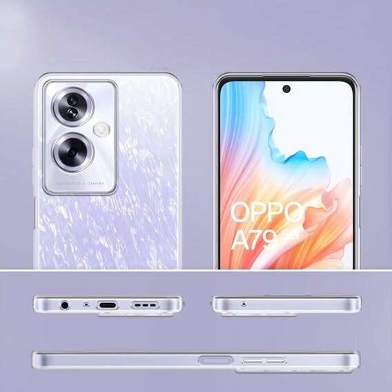 Тонкий чехол для Oppo A79 5G, прозрачный + 9H стекло