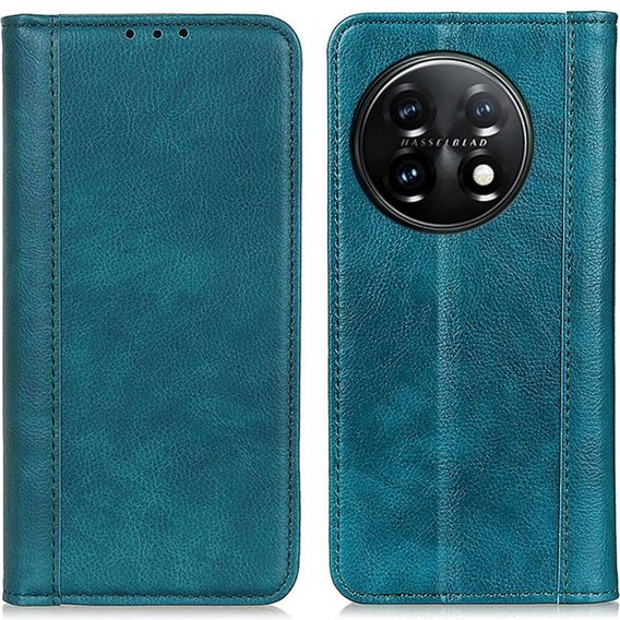 Флип-кейс для OnePlus 11 5G, Split Leather, зелёный