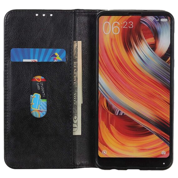 Флип-кейс для Xiaomi Poco F6, Split Leather, чёрный