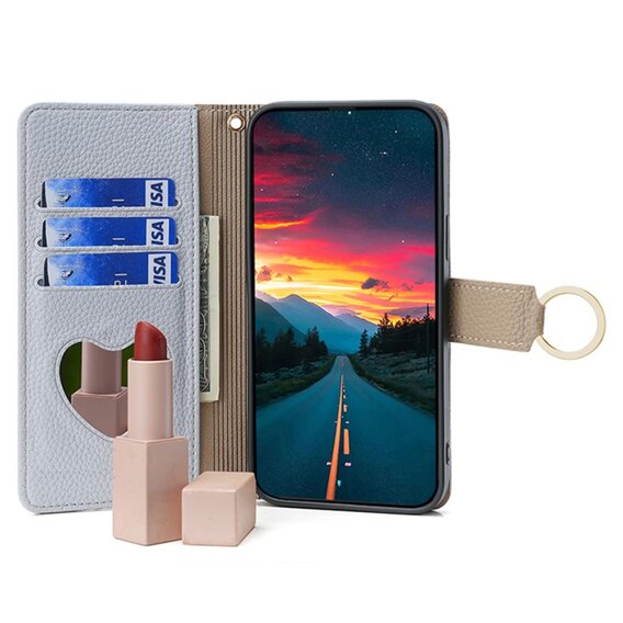 Флип-кейс для Xiaomi Redmi Note 13 Pro+, Wallet Zipper Pocket, с зеркалом, синий