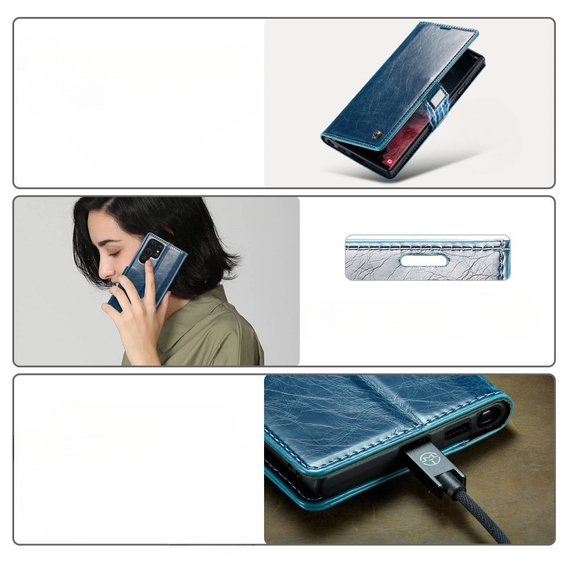 Флип-кейс CASEME для Samsung Galaxy S22 Ultra, Waxy Textured, синий