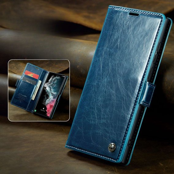 Флип-кейс CASEME для Samsung Galaxy S22 Ultra, Waxy Textured, синий