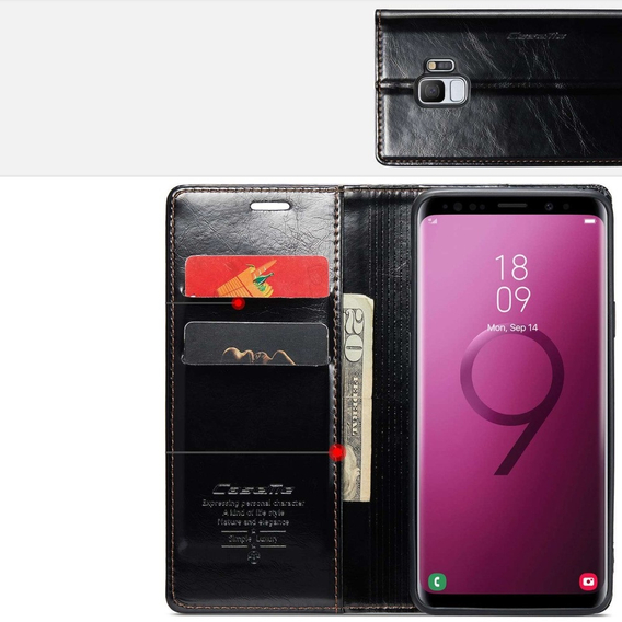 Флип-кейс CASEME для Samsung Galaxy S9, Waxy Textured, чёрный