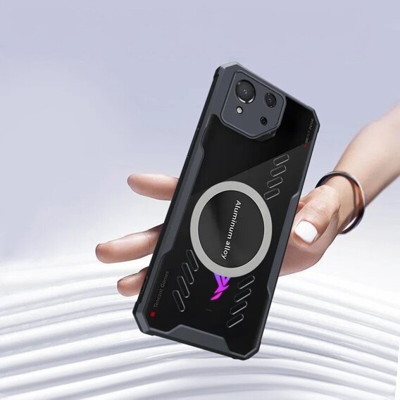 Чехол для ASUS ROG Phone 8 Pro, с магнитной пластиной, прозрачный / черный