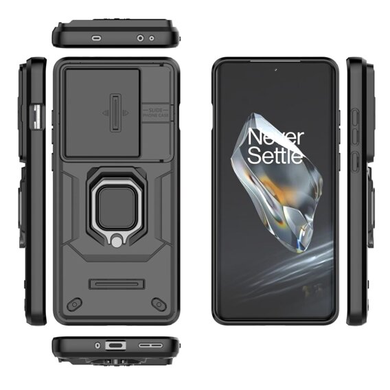 Чехол для OnePlus 12 5G, KickStand Camera Lens, чёрный