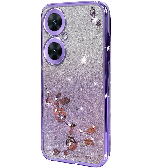 Чехол для OnePlus Nord CE 3 Lite 5G, Glitter Flower, фиолетовый