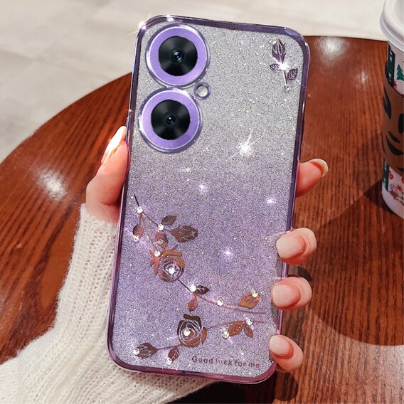 Чехол для OnePlus Nord CE 3 Lite 5G, Glitter Flower, фиолетовый