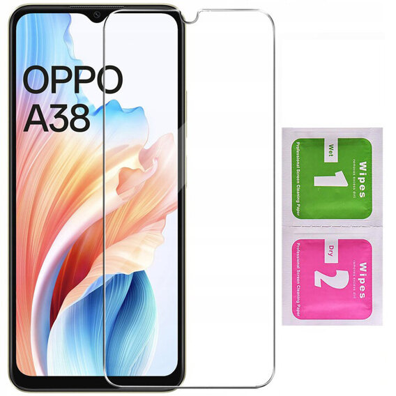 Чехол для Oppo A18 4G / A38 4G, Anti-Shock, прозрачный + стекло 9H