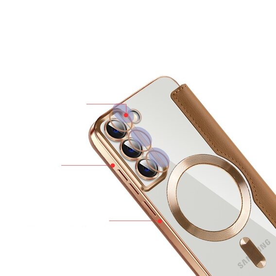 Чехол для Samsung Galaxy S22 5G, бумажник FlipMag Secure с откидной крышкой RFID, для MagSafe, коричневый