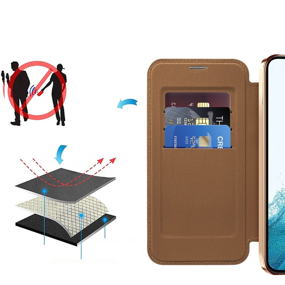 Чехол для Samsung Galaxy S22 5G, бумажник FlipMag Secure с откидной крышкой RFID, для MagSafe, коричневый