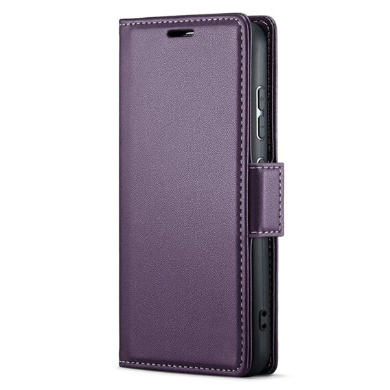 Чехол для Samsung Galaxy S24, ERBORD Glossy Litchi, кошелек с клапаном, фиолетовый