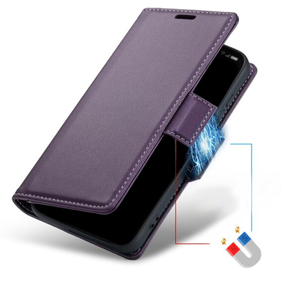 Чехол для Samsung Galaxy S24, ERBORD Glossy Litchi, кошелек с клапаном, фиолетовый