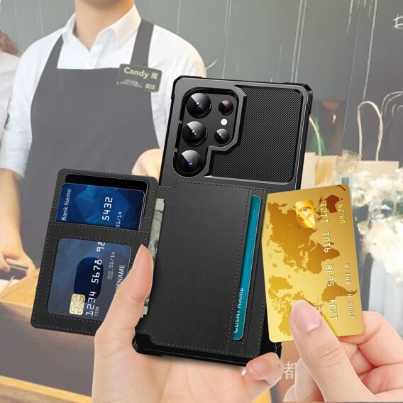 Чехол для Samsung Galaxy S24 Ultra, Card Holder Kickstand, чёрный