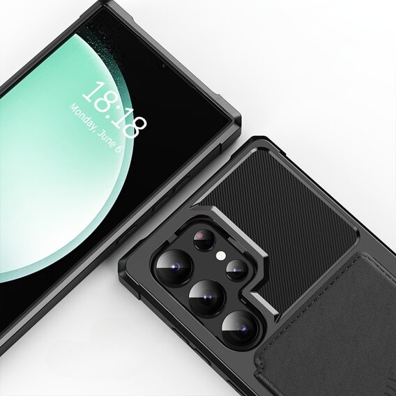 Чехол для Samsung Galaxy S24 Ultra, Card Holder Kickstand, чёрный