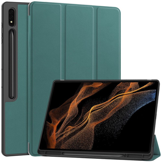 Чехол для Samsung Galaxy Tab S10 Ultra, Smartcase с местом для стилуса, зелёный