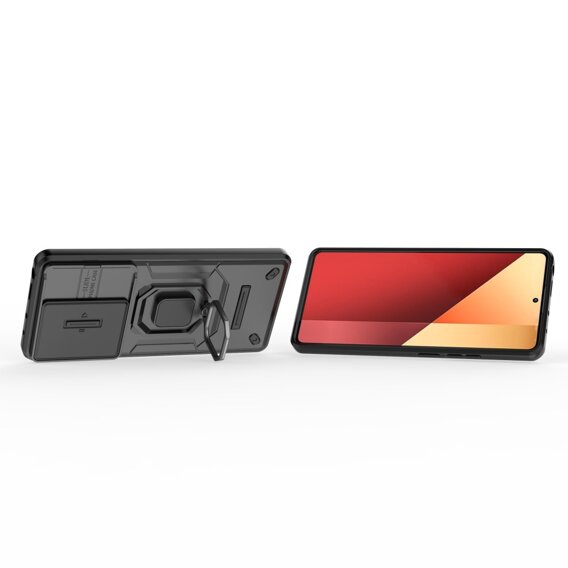 Чехол для Xiaomi Redmi Note 13 Pro 4G, KickStand Camera Lens, чёрный