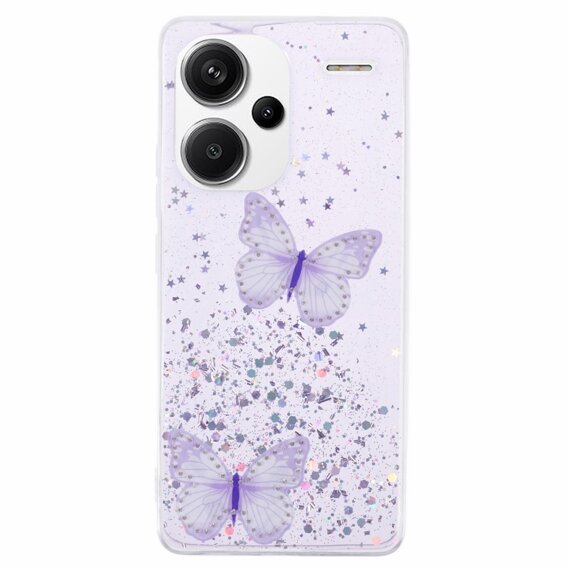 Чехол для Xiaomi Redmi Note 13 Pro+, Glitter Butterfly, фиолетовый