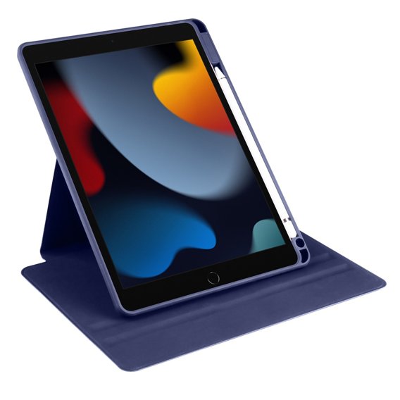 Чехол для iPad 10.2 2019 / 2020 / 2021, с местом для стилуса, поворачивающийся на 360°, темно-синий