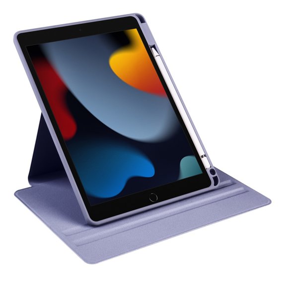 Чехол для iPad 10.2 2021 / 2020 / 2019, с местом для стилуса, поворачивающийся на 360°, фиолетовый