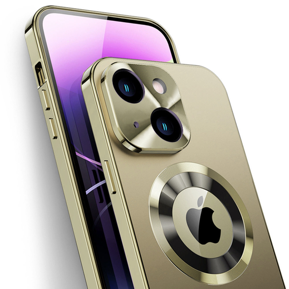 Чехол для iPhone 14, Dual Glass, для Magsafe, золотой