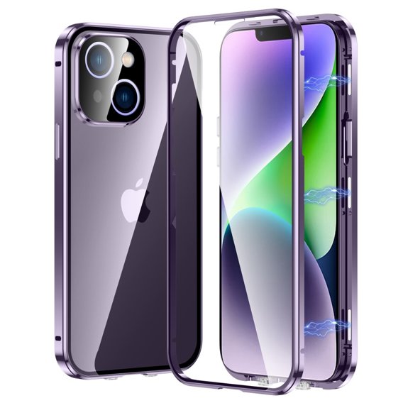Чехол для iPhone 14 Plus, Magnetic Dual Glass, фиолетовый