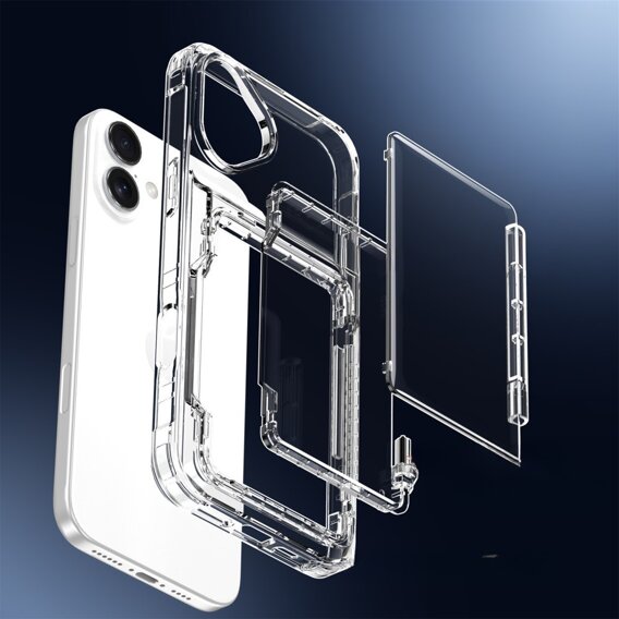 Чехол для iPhone 16 Plus, Card Holder Kickstand, прозрачный