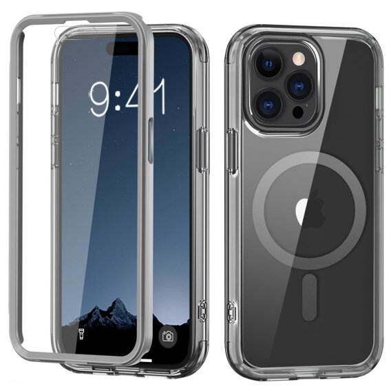 Чехол для iPhone 16 Pro Max, Shockproof Hybrid, с пленкой на экран, для MagSafe, серый