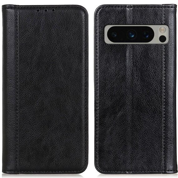 Чехол до Google Pixel 8 Pro, Wallet Litchi Leather, чёрный