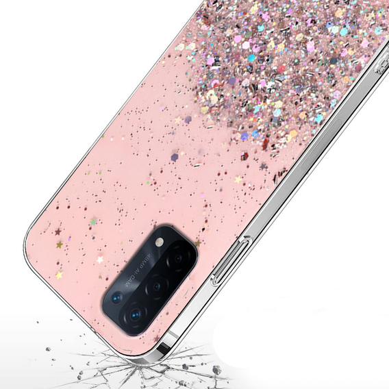 Чехол до Oppo A54 5G/A74 5G/A93 5G, Glittery, розовый