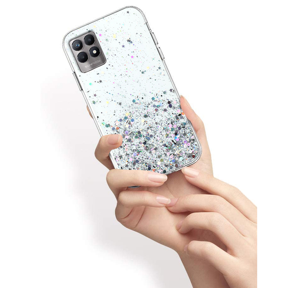 Чехол до Realme 8i, Glittery, прозрачный