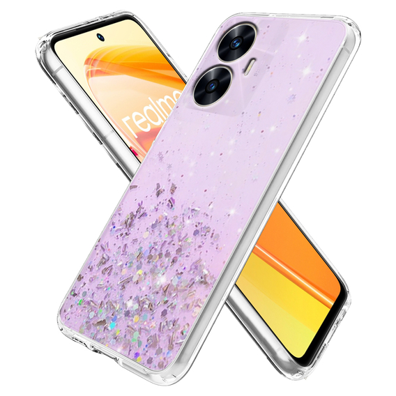 Чехол до Realme C55, Glittery, фиолетовый