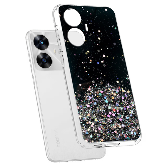 Чехол до Realme C55, Glittery, чёрный