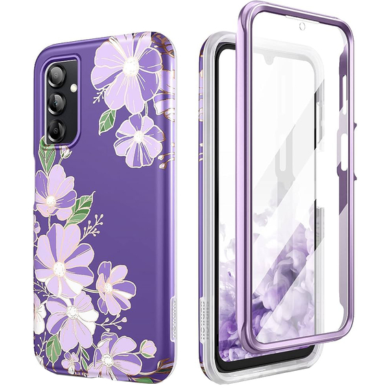 Чехол до Samsung Galaxy A14 4G/5G, Suritch Full Body Flowers, фиолетовый