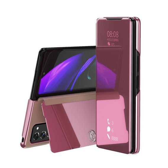 Чехол до Samsung Galaxy Z Fold 2 5G, Clear View, розовый rose gold